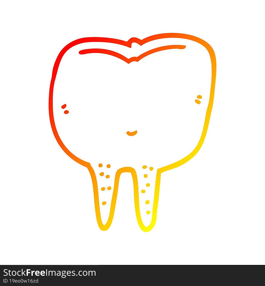 warm gradient line drawing cartoon tooth