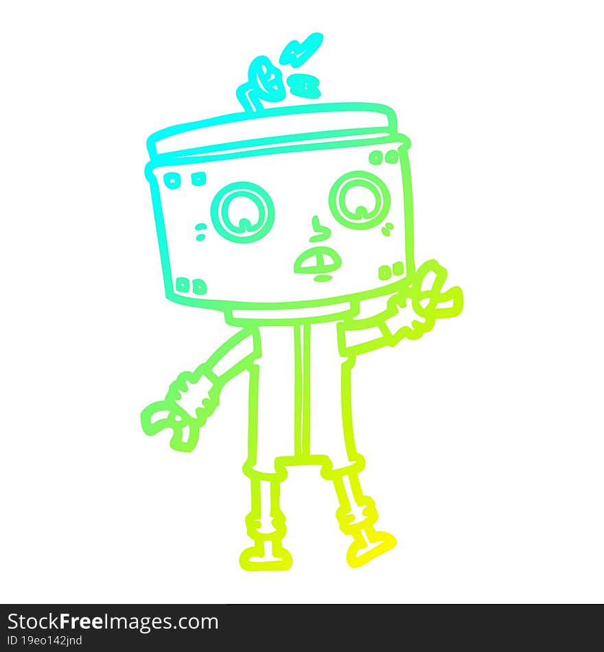 cold gradient line drawing cartoon robot