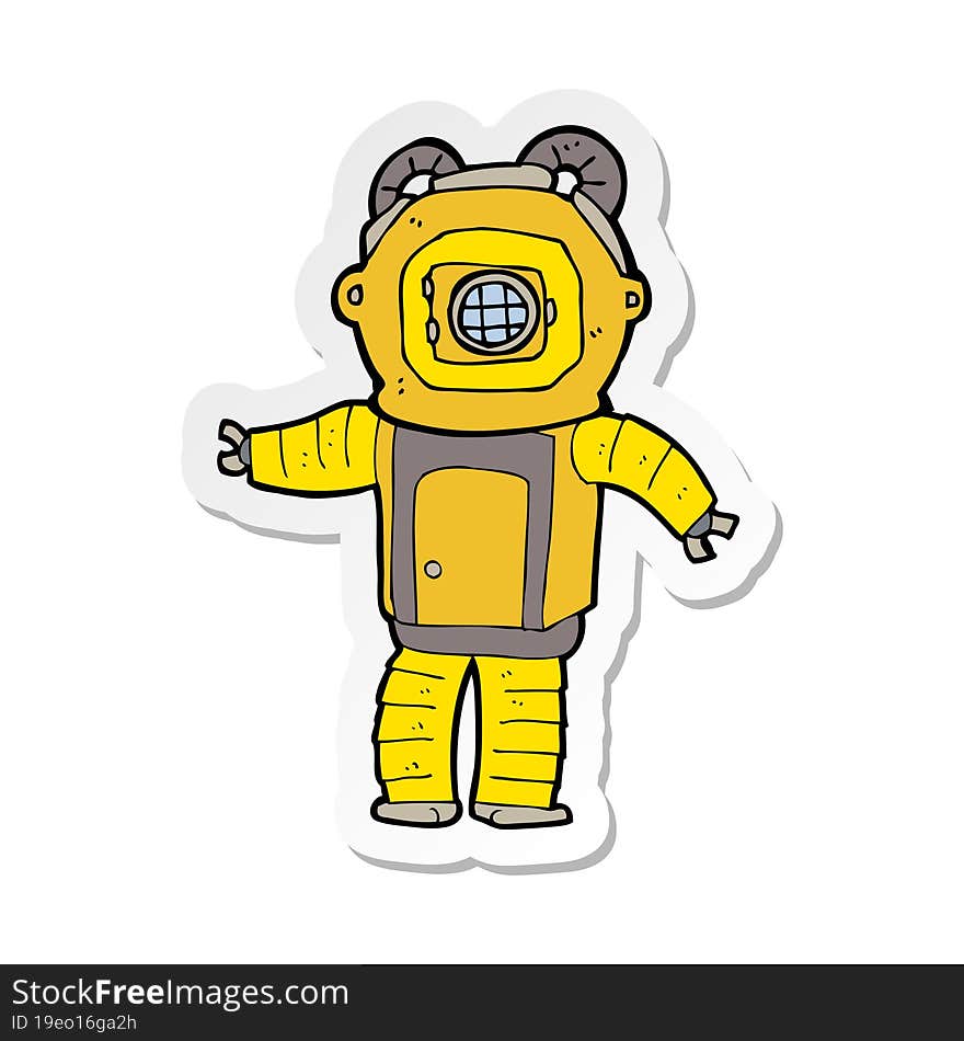 sticker of a cartoon deep sea diver