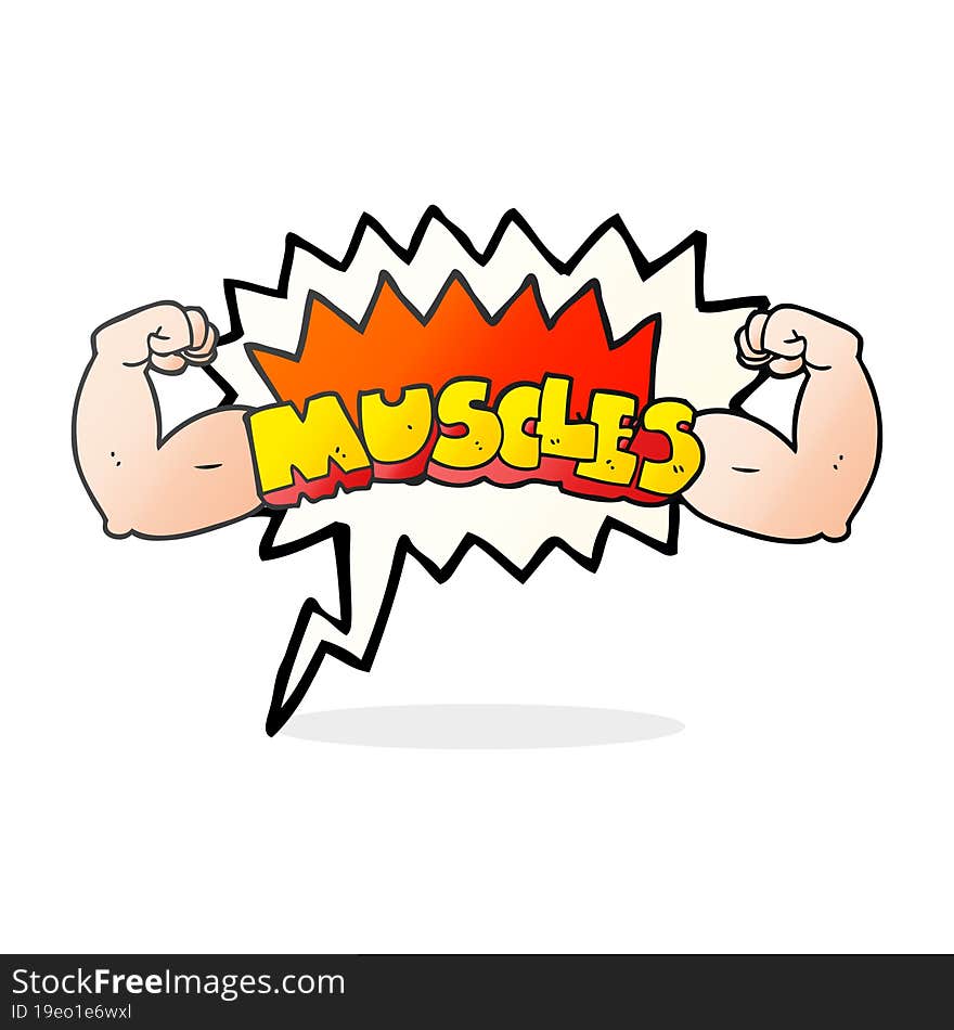 speech bubble cartoon muscles symbol