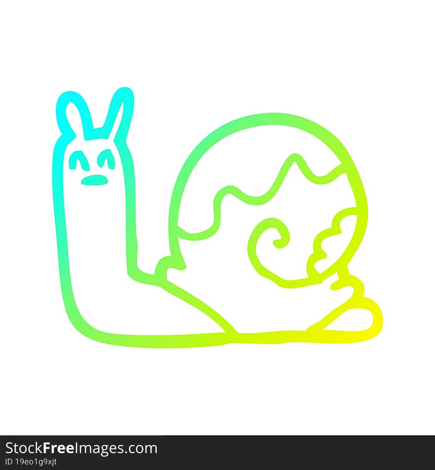 cold gradient line drawing of a cartoon snail