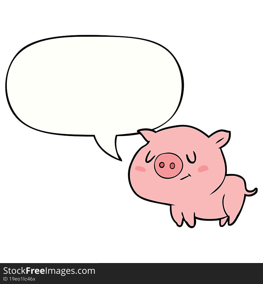 cute cartoon pig and speech bubble