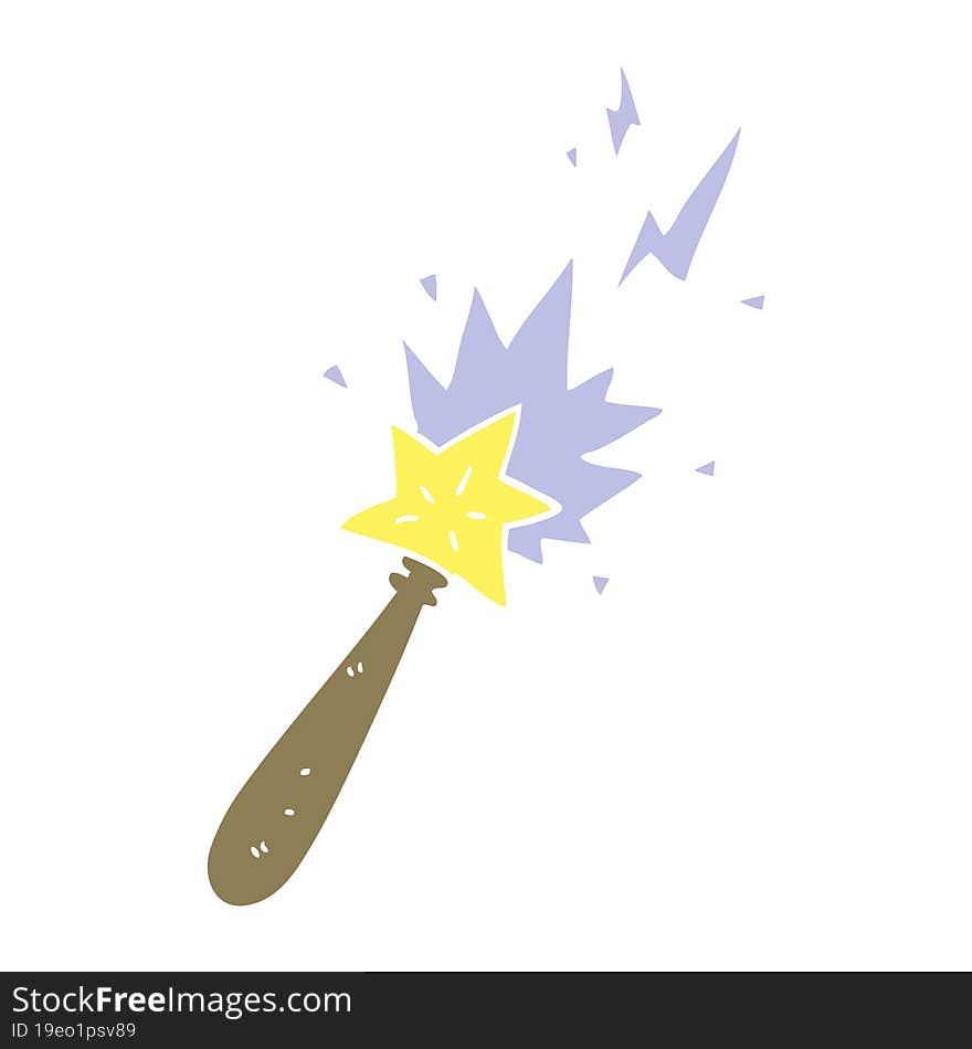 flat color illustration cartoon magic wand