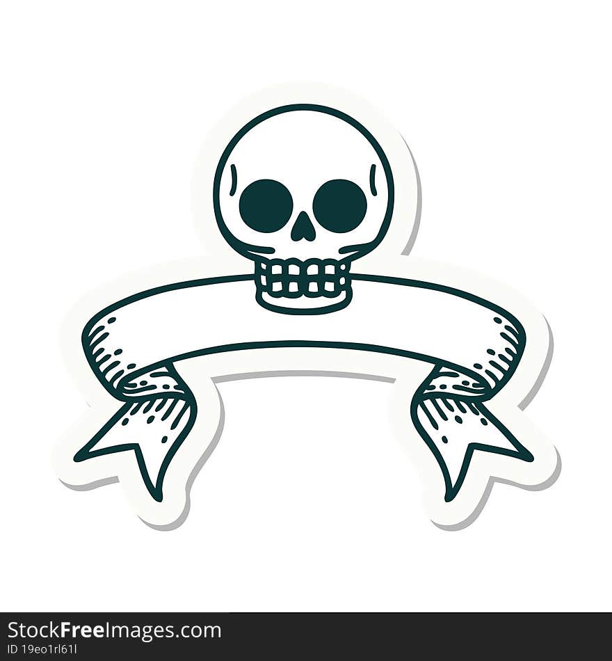 tattoo sticker with banner of a skull