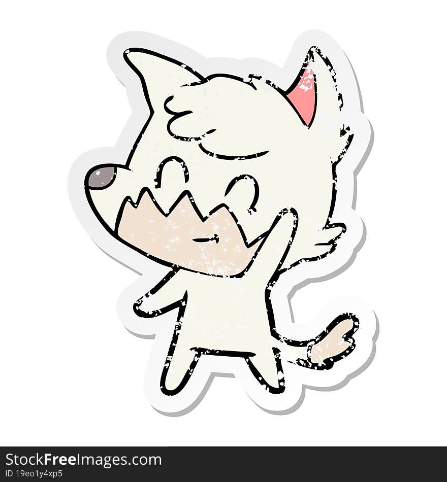 Distressed Sticker Of A Cartoon Friendly Fox