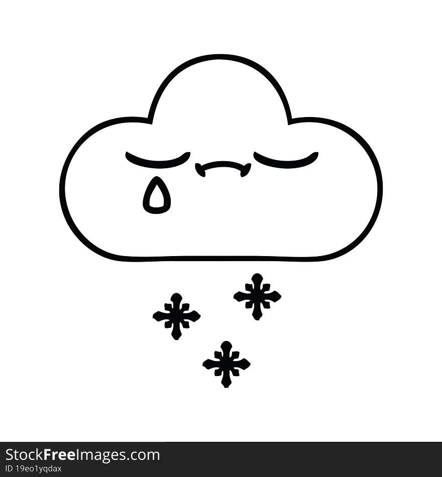 line drawing cartoon snow cloud