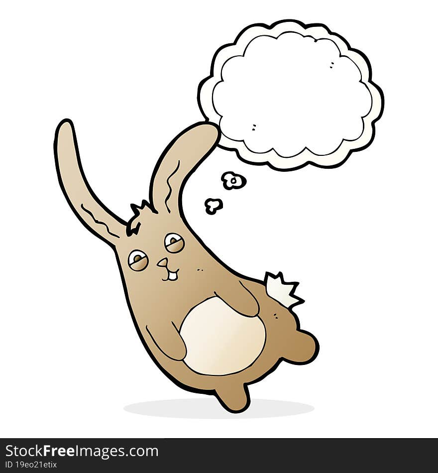 Funny Cartoon Rabbit With Thought Bubble