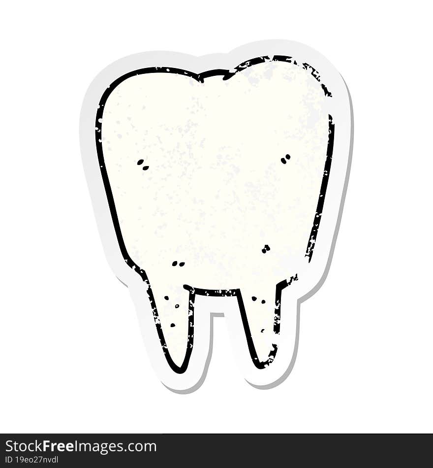 distressed sticker of a cartoon tooth