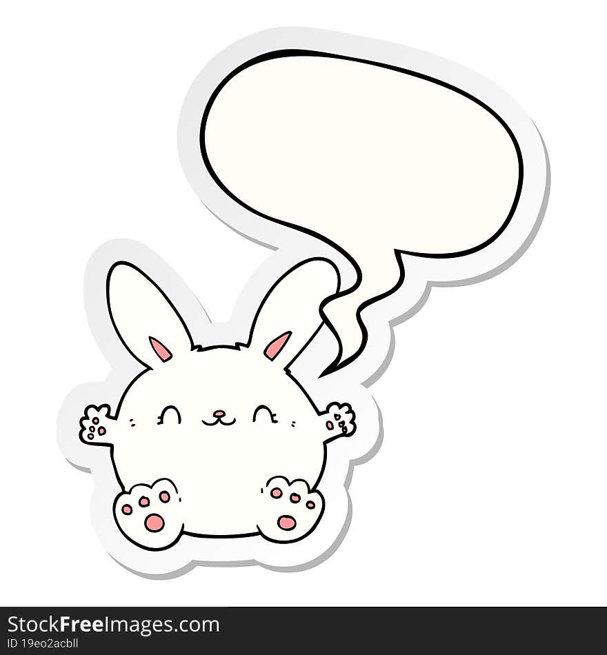 cute cartoon rabbit with speech bubble sticker