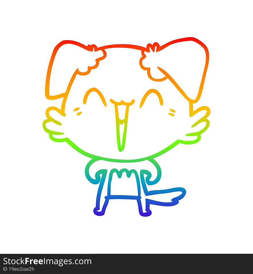 rainbow gradient line drawing happy little dog cartoon