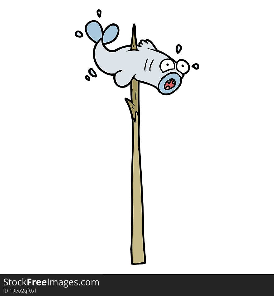 speared fish cartoon. speared fish cartoon