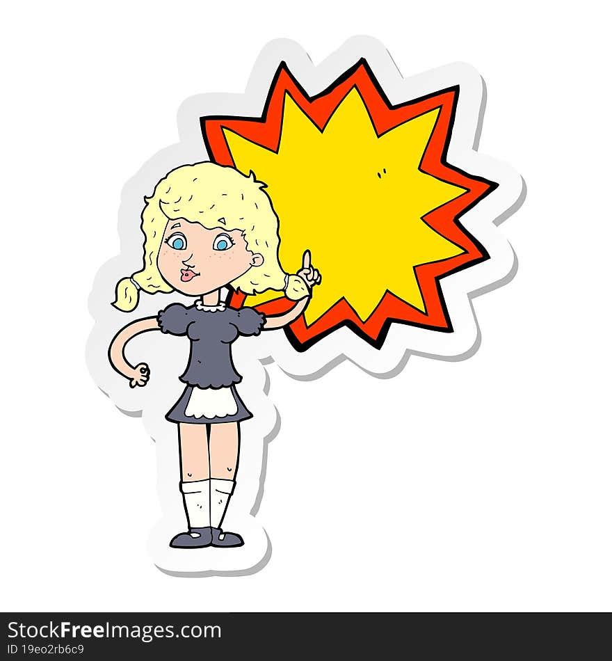 Sticker Of A Cartoon Waitress