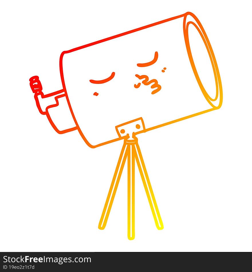 warm gradient line drawing cartoon telescope with face