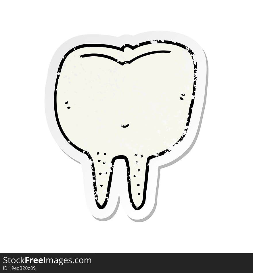 distressed sticker of a cartoon tooth