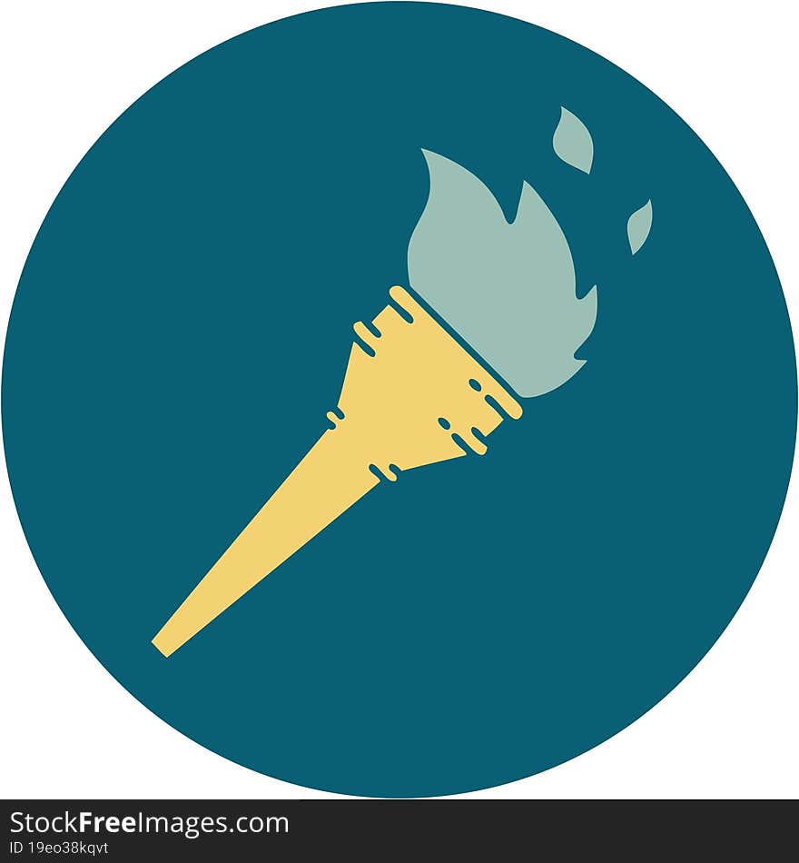 iconic tattoo style image of a lit torch. iconic tattoo style image of a lit torch