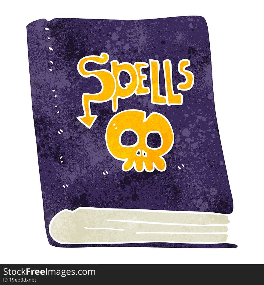 freehand retro cartoon spell book