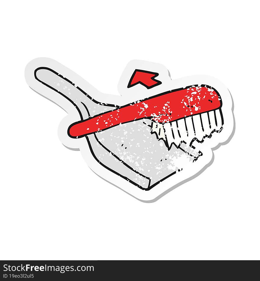 retro distressed sticker of a cartoon dust pan and brush