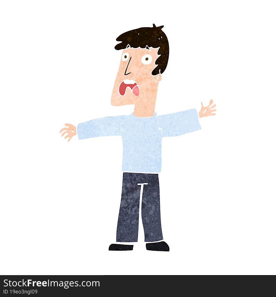 cartoon frightened man