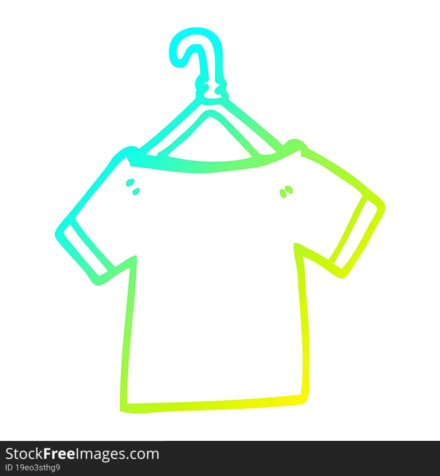 cold gradient line drawing cartoon t shirt on hanger