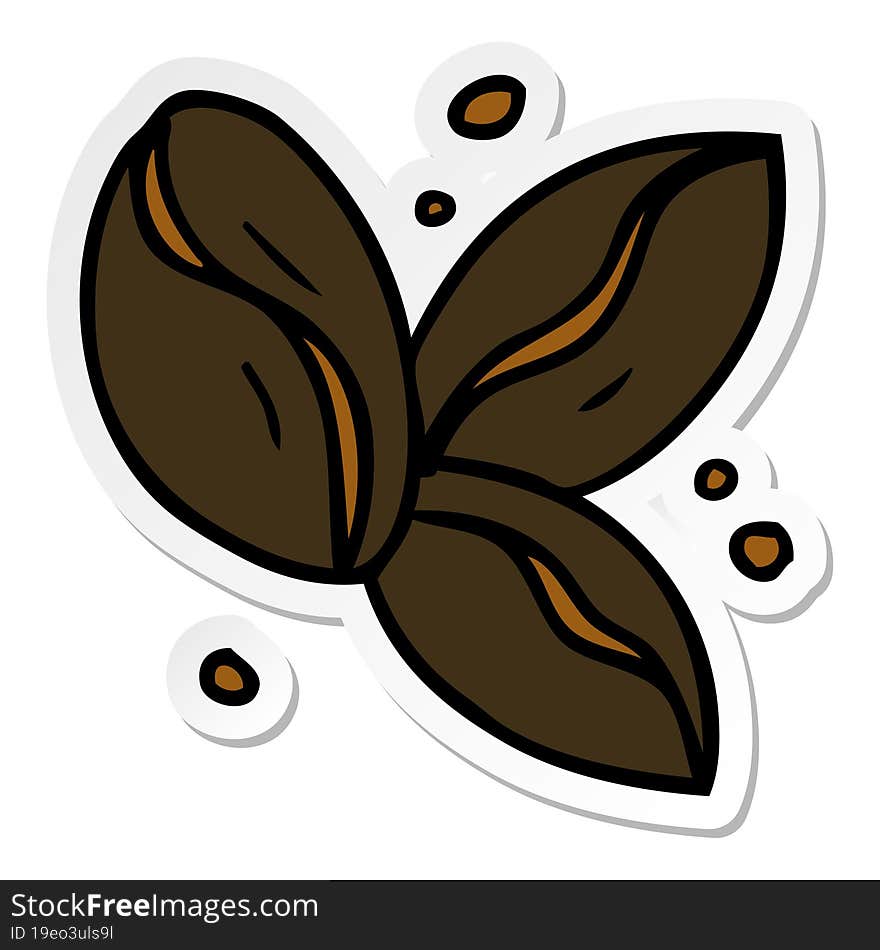 sticker cartoon doodle of three coffee beans