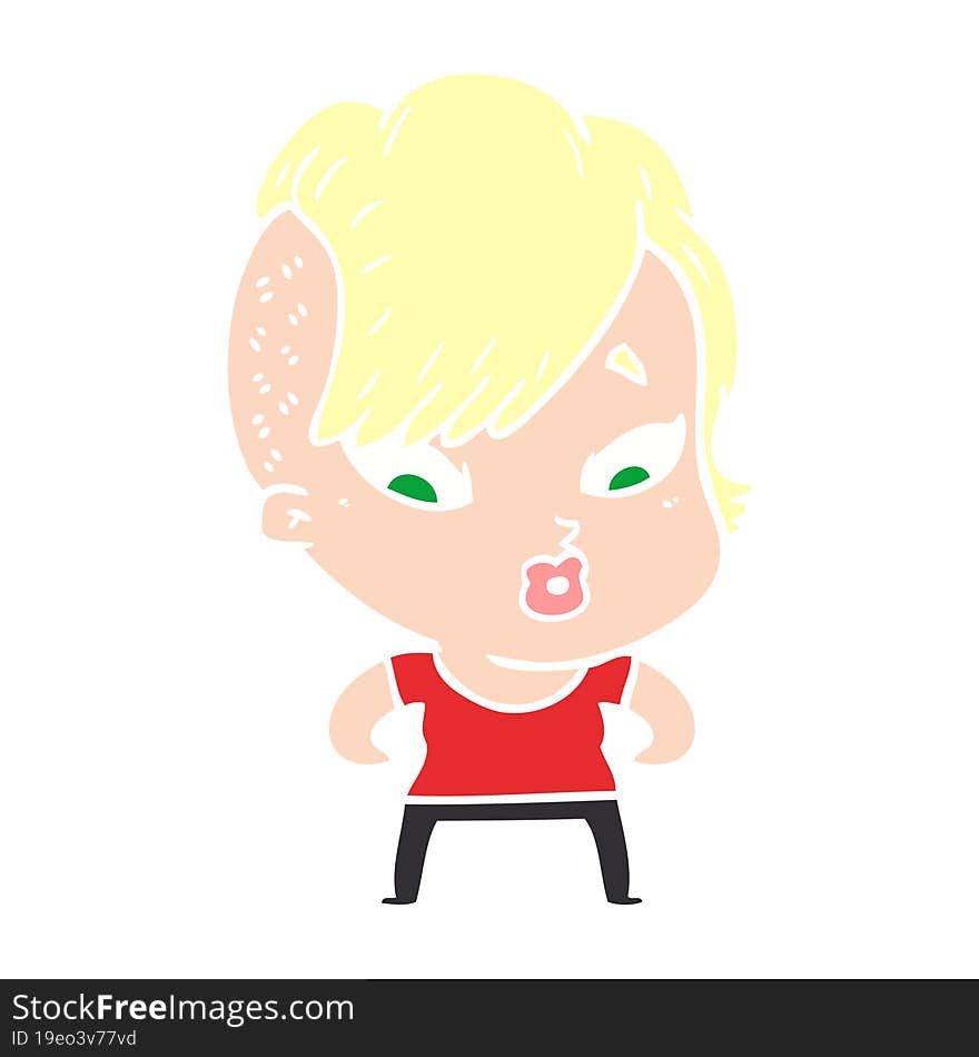 flat color style cartoon surprised girl