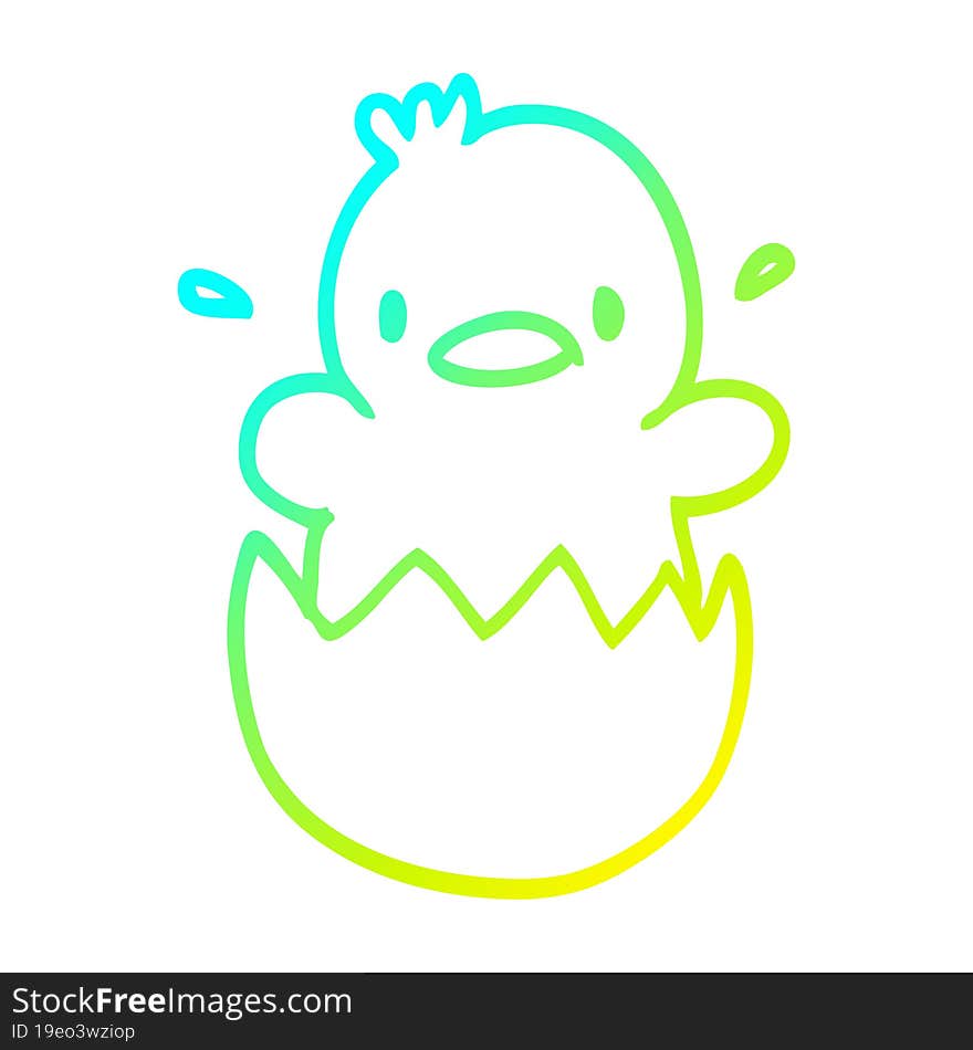 cold gradient line drawing cute cartoon chick