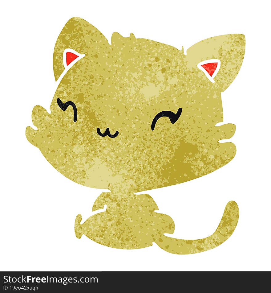 retro cartoon illustration of cute kawaii kitten. retro cartoon illustration of cute kawaii kitten