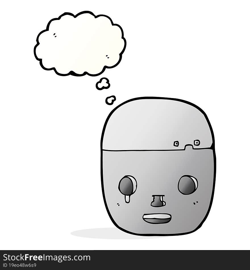 Cartoon Robot Head With Thought Bubble