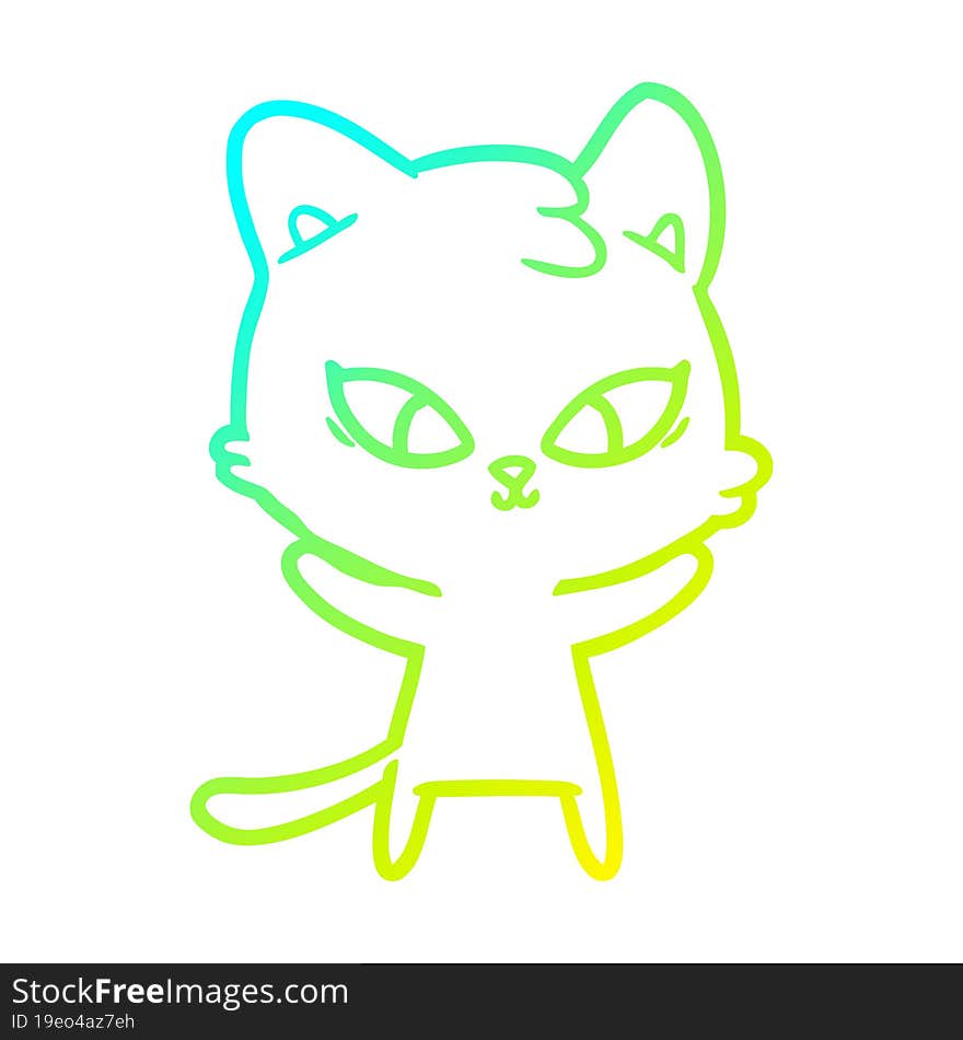 Cold Gradient Line Drawing Cute Cartoon Cat