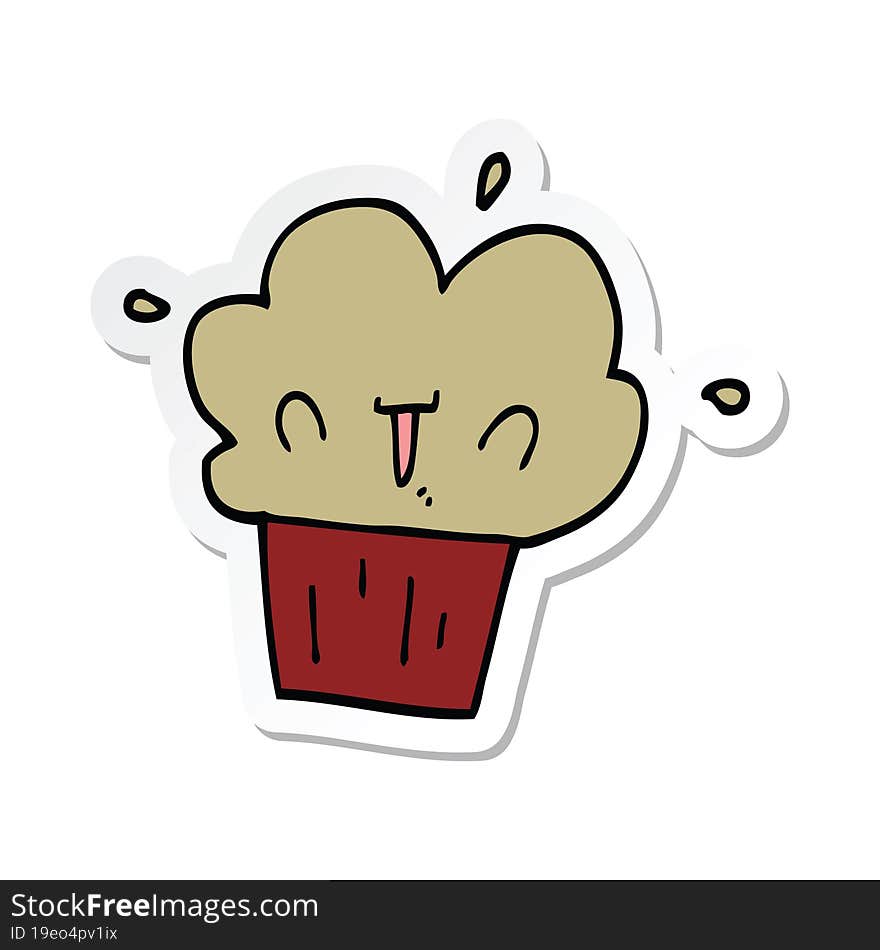 sticker of a cartoon cupcake