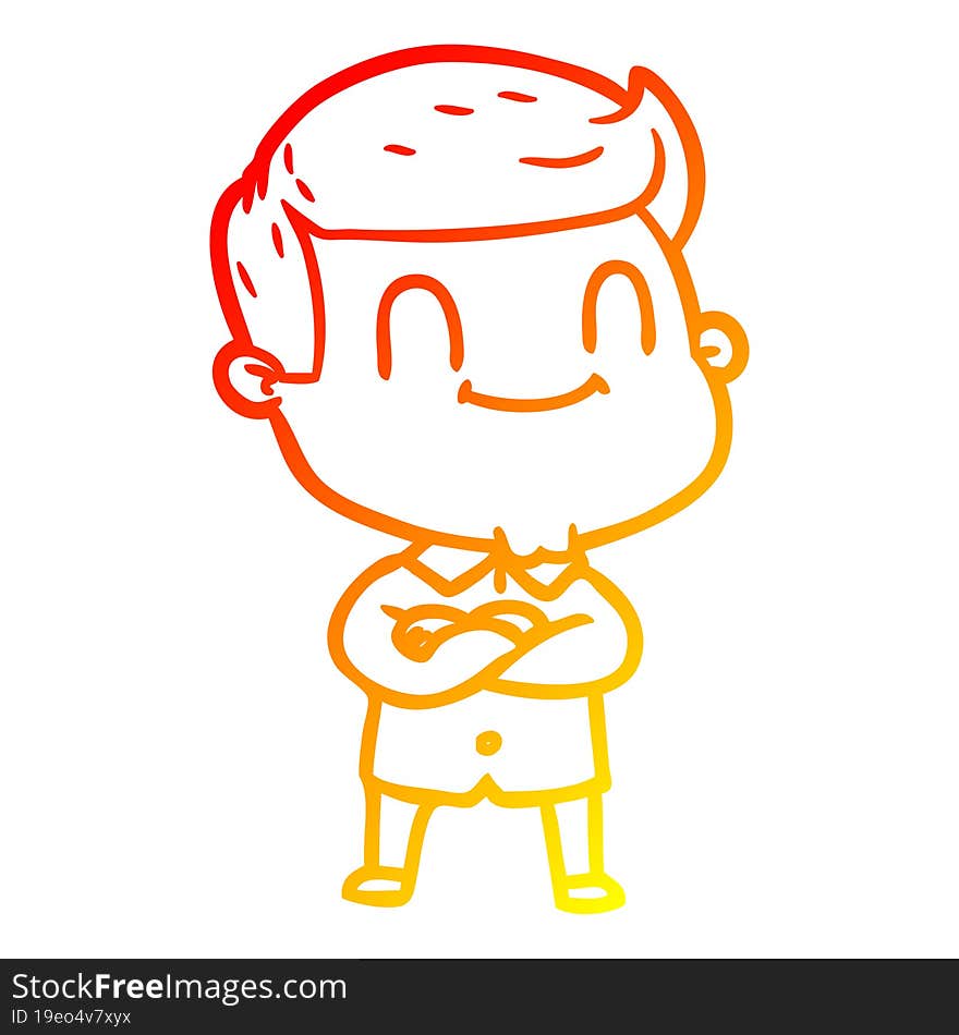 warm gradient line drawing cartoon friendly man