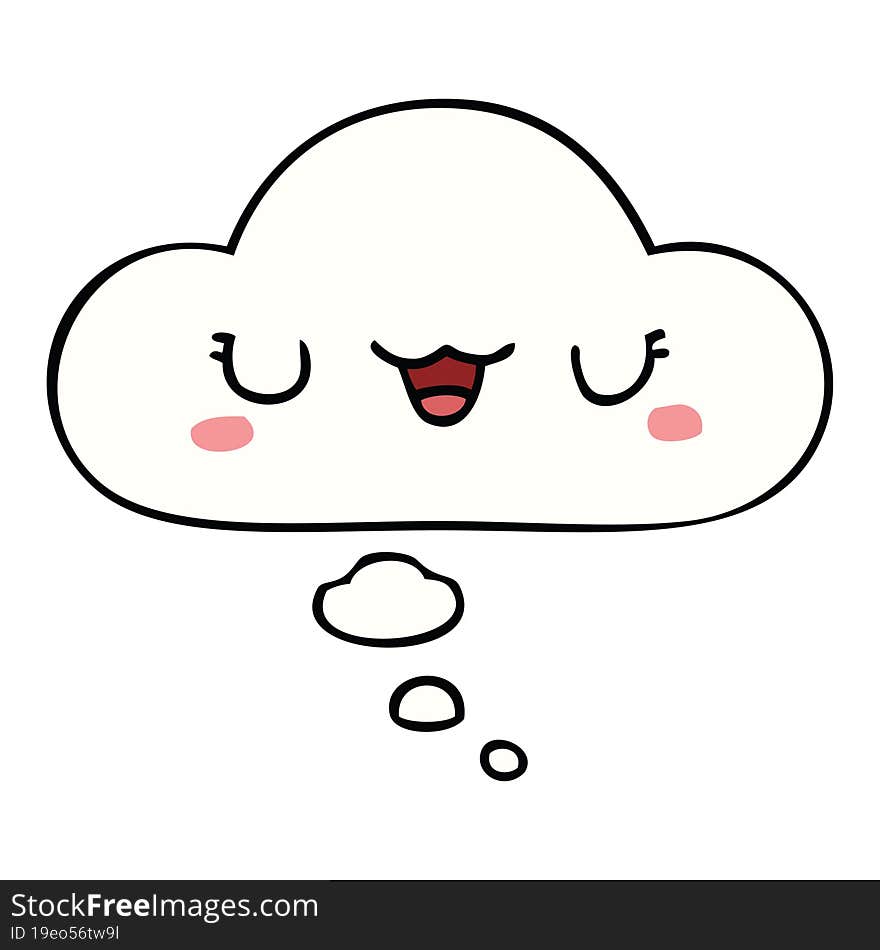 cute cartoon face with thought bubble. cute cartoon face with thought bubble