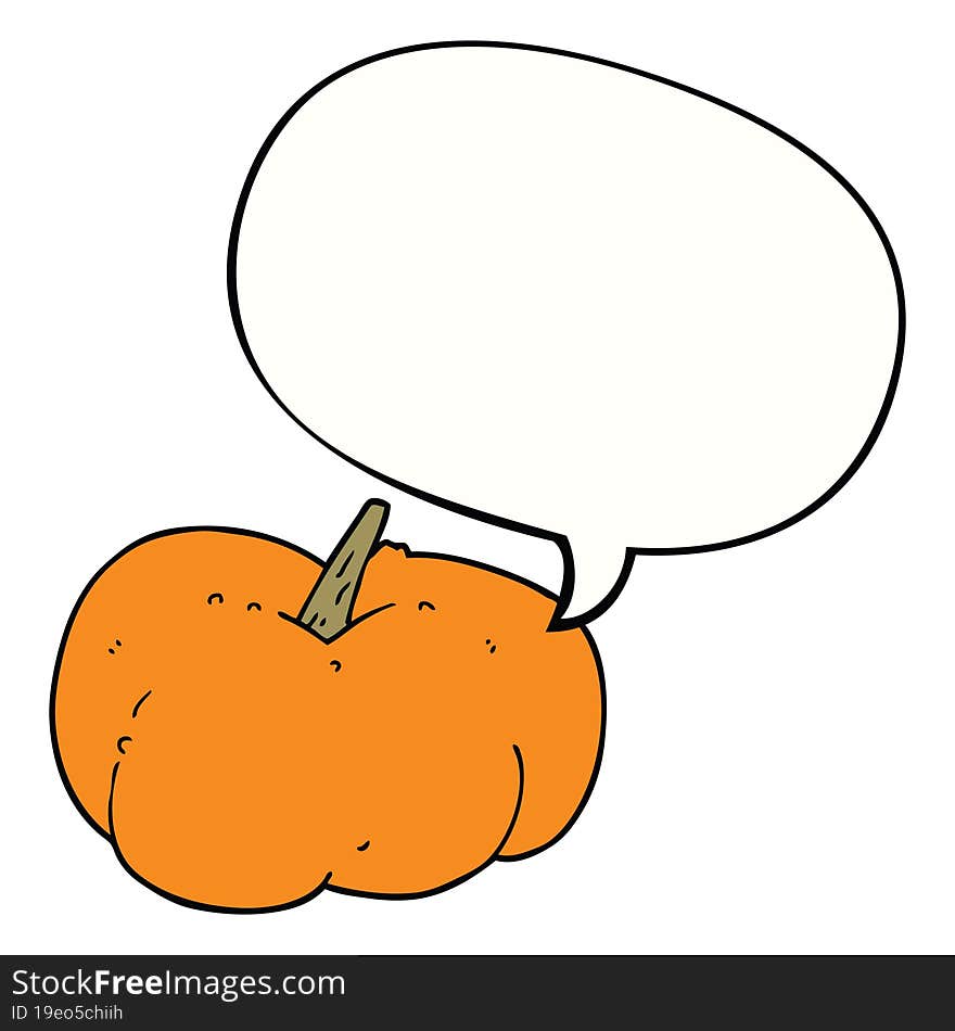 cartoon pumpkin squash and speech bubble