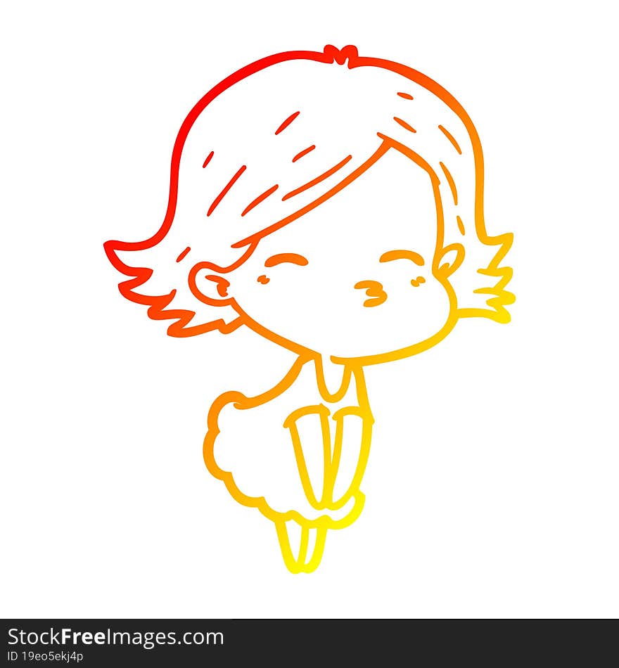 warm gradient line drawing of a cartoon woman