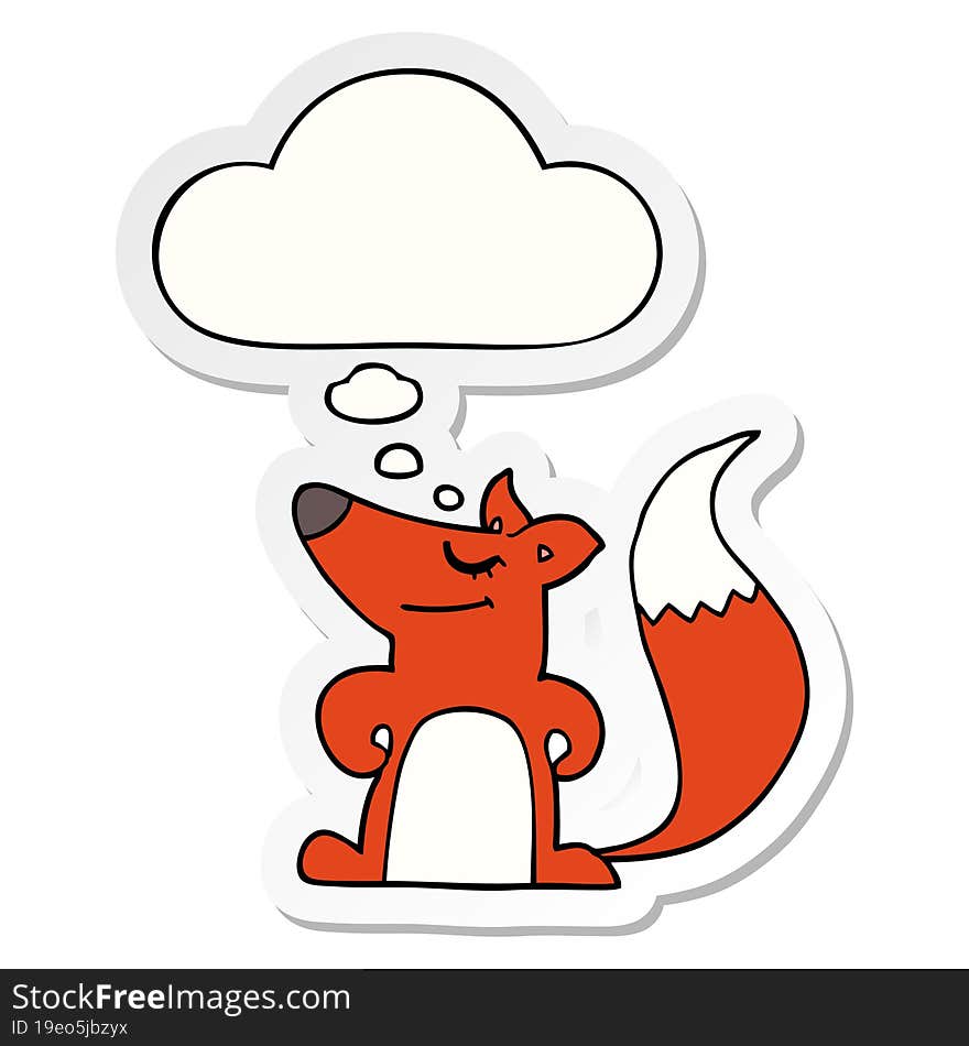 cartoon fox and thought bubble as a printed sticker