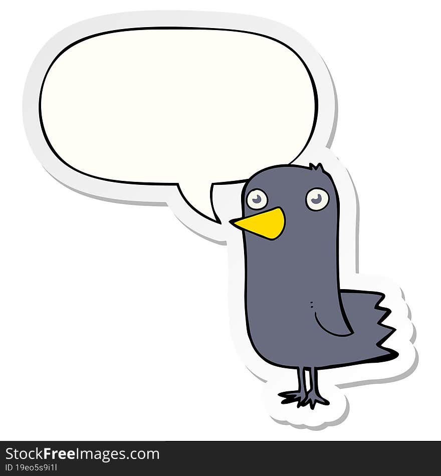 Cartoon Bird And Speech Bubble Sticker