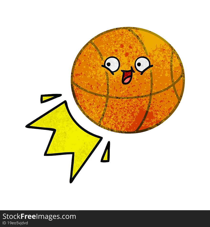 retro grunge texture cartoon of a basketball