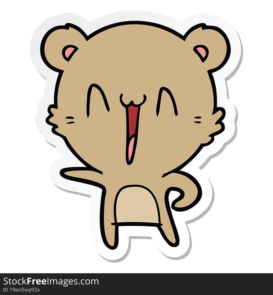 sticker of a happy bear cartoon