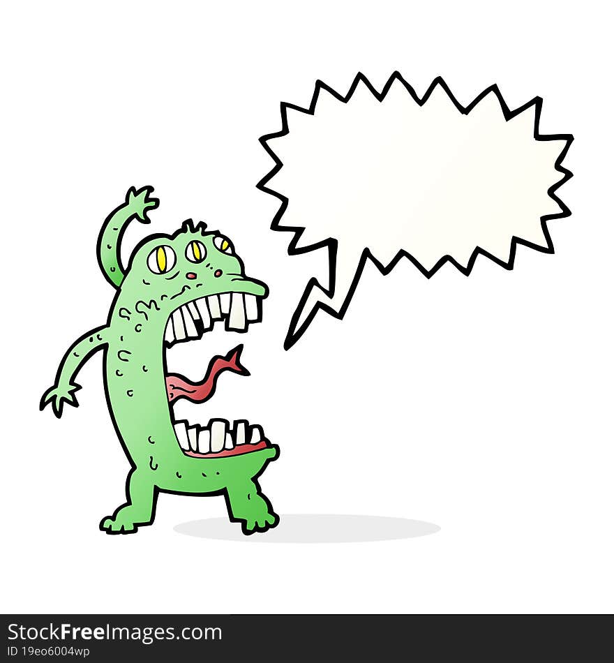 cartoon crazy monster with speech bubble