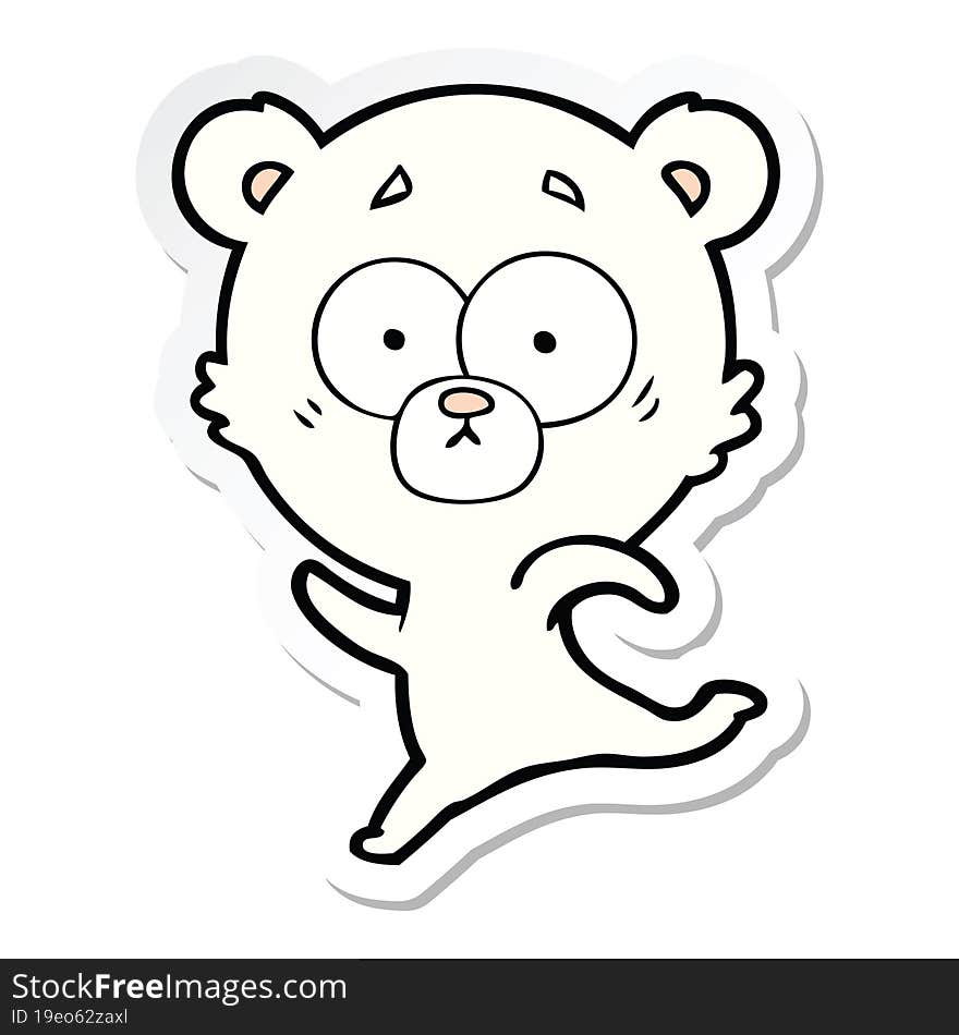 sticker of a surprised polar bear cartoon