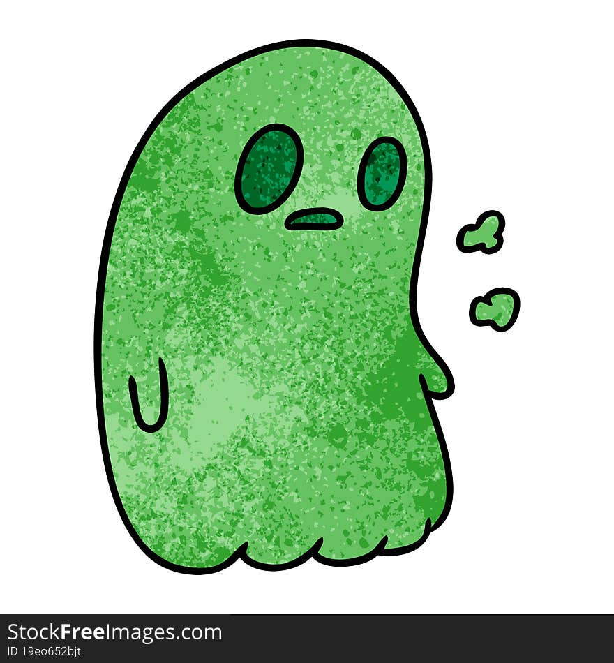 textured cartoon illustration of a kawaii cute ghost. textured cartoon illustration of a kawaii cute ghost