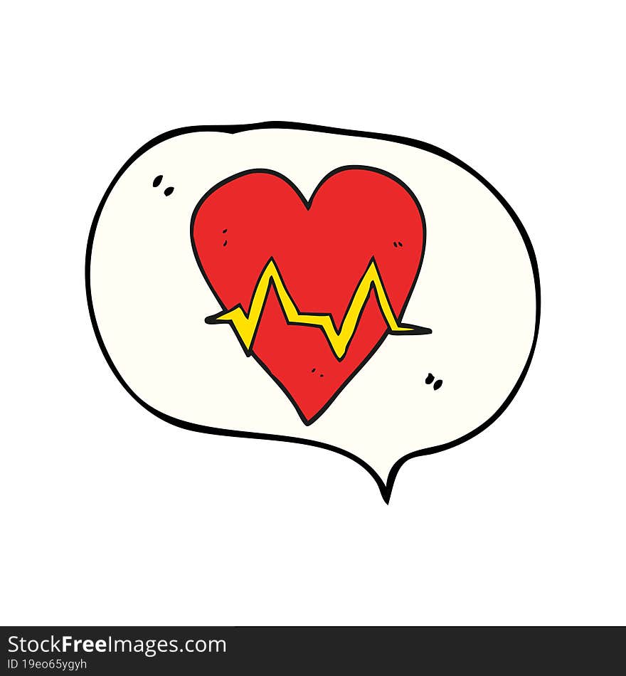 freehand drawn speech bubble cartoon heart rate pulse symbol