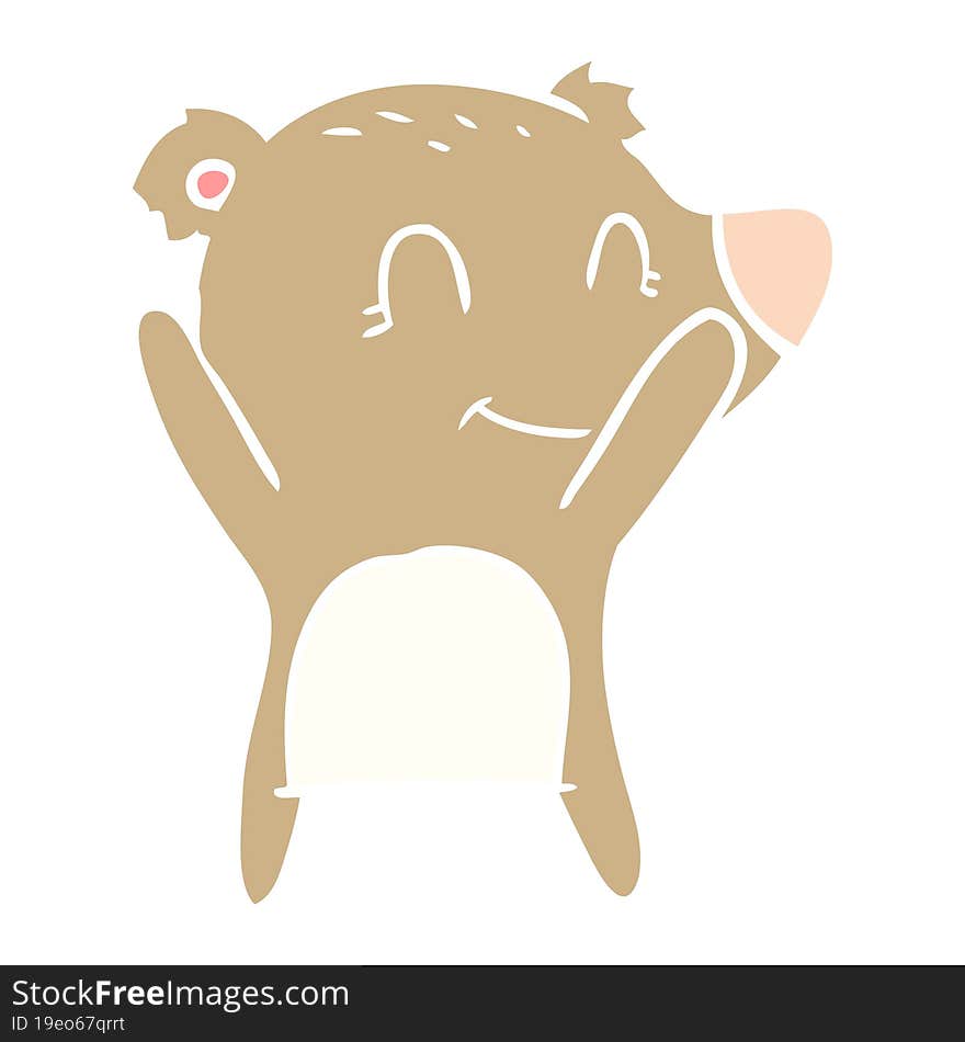 smiling bear flat color style cartoon