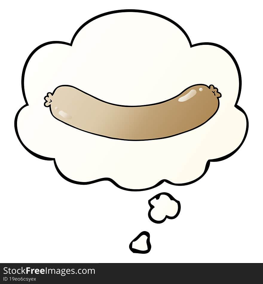 cartoon sausage and thought bubble in smooth gradient style