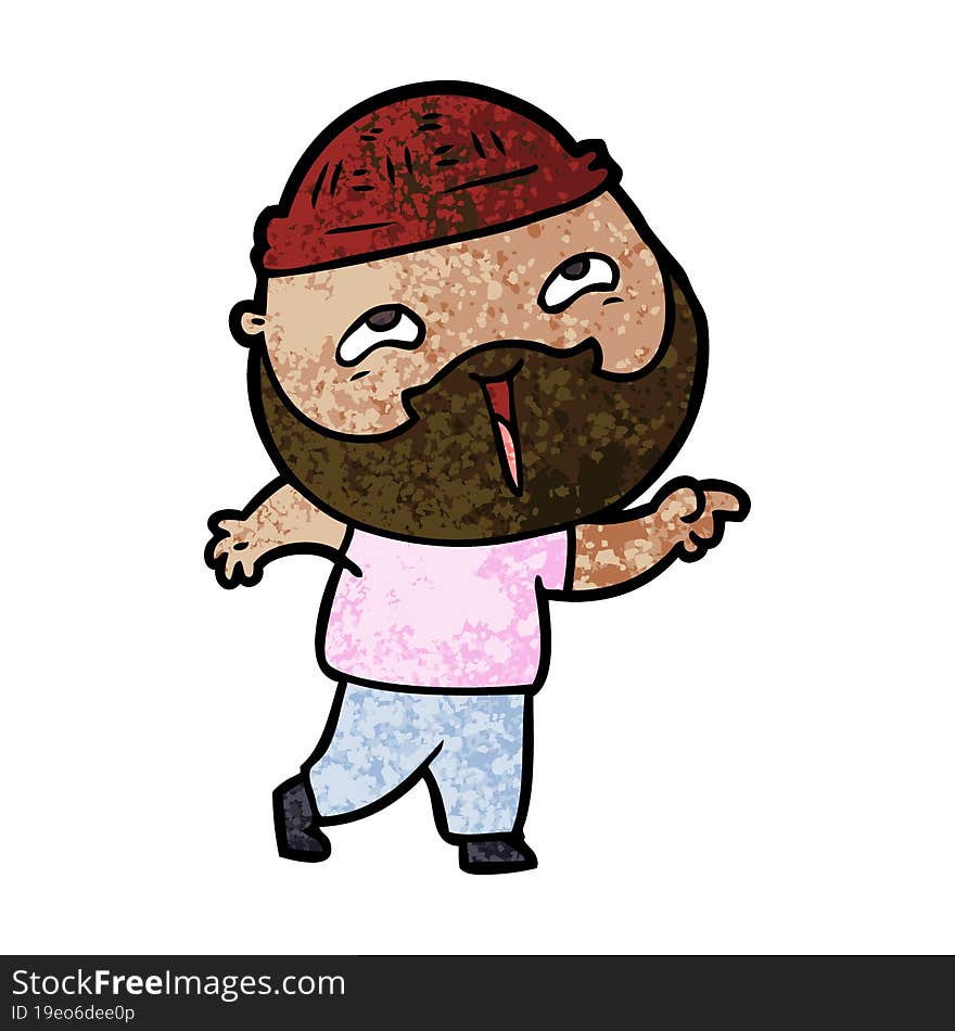 cartoon happy bearded man. cartoon happy bearded man