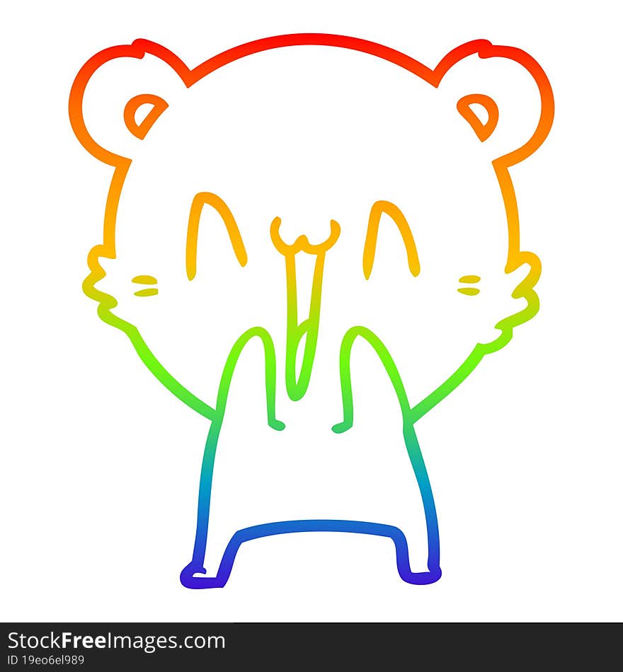 rainbow gradient line drawing happy bear cartoon