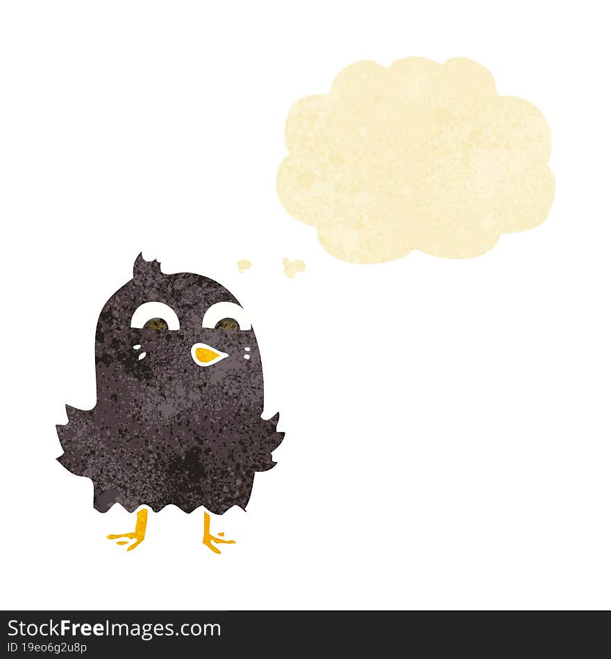 Funny Cartoon Bird With Thought Bubble