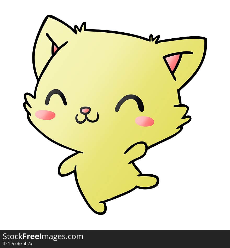 gradient cartoon of cute kawaii cat