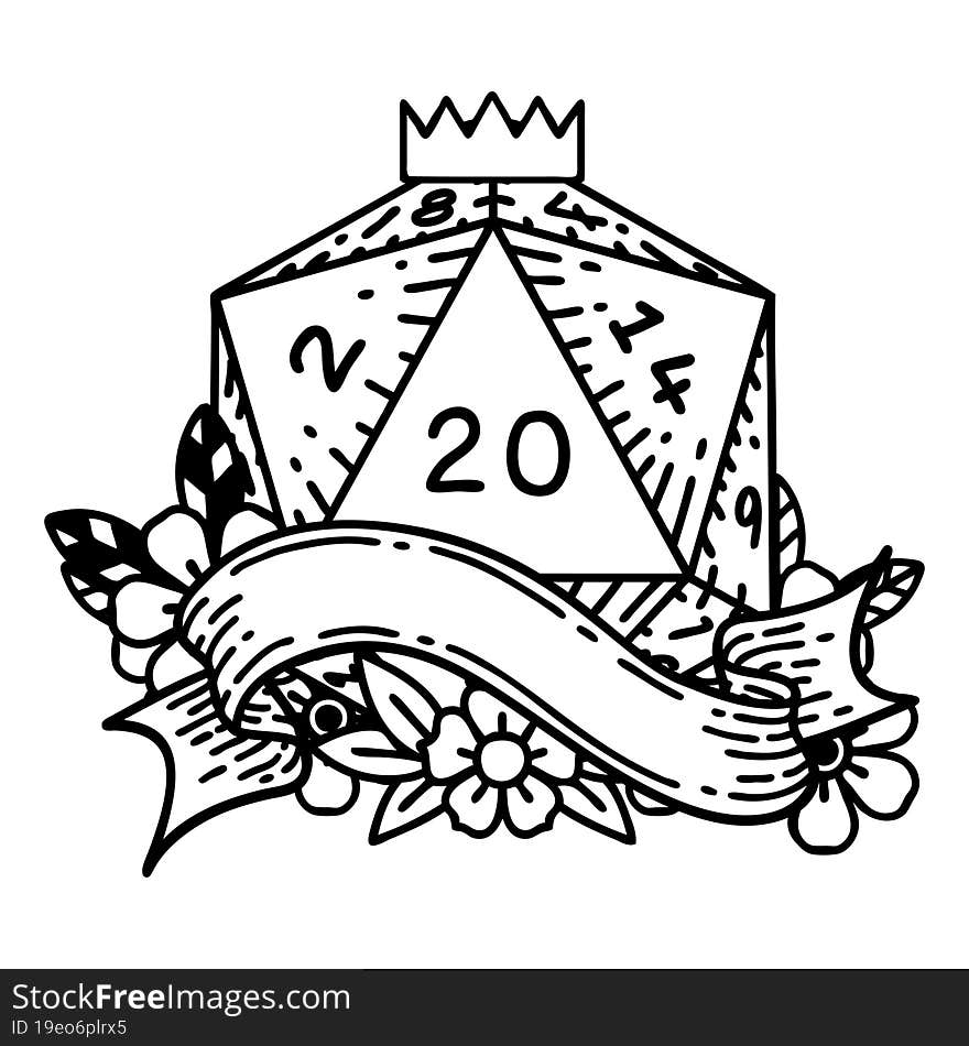 Natural Twenty D20 Dice Roll Illustration