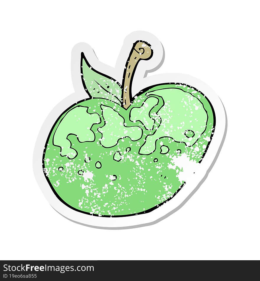 retro distressed sticker of a cartoon apple